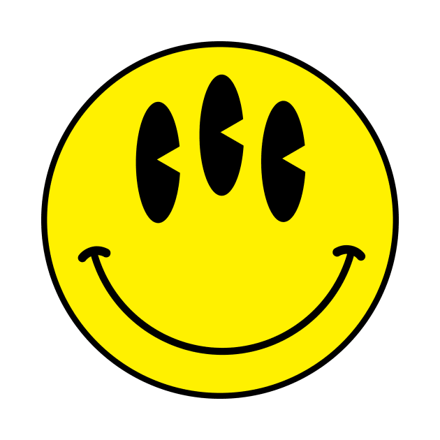 Trippy 90s acid house three eyed smiley face by shannlp