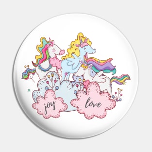 Three Little Unicorns Hanging Out Pin