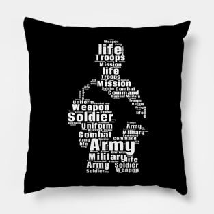 soldier word cloud white Pillow