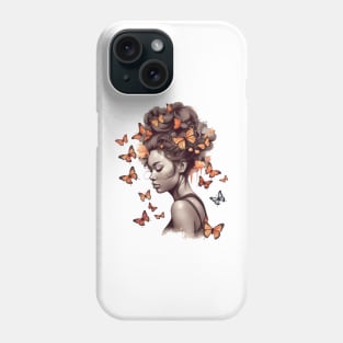 Afro Woman with Butterflies #3 Phone Case