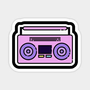 Vintage Pink Stereo // Line Art Sticker Magnet