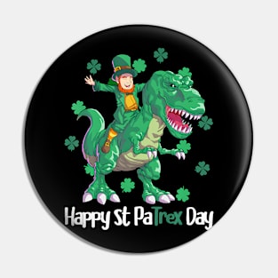 Dino St Patricks Day  Kids Toddler Boys Leprechaun Pin