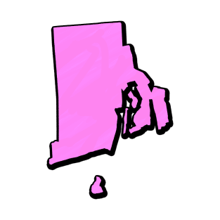 Pink Rhode Island Outline T-Shirt