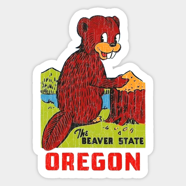Oregon Beaver State Distressed Vintage - Oregon - Sticker