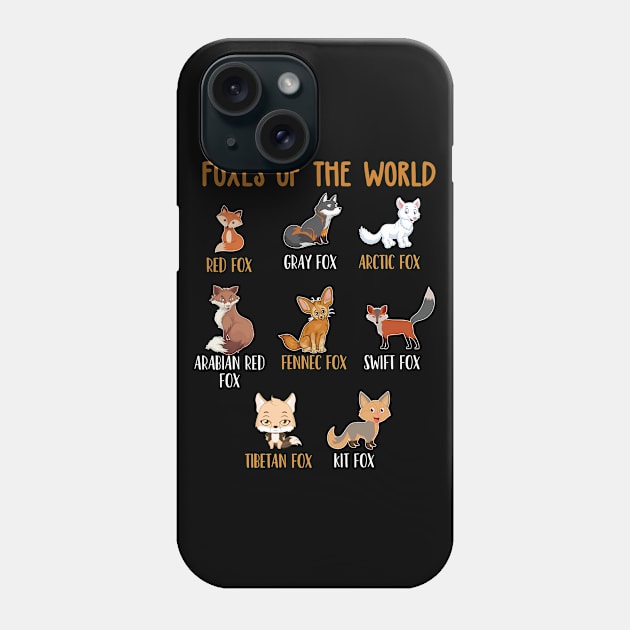 Foxes Of The World Funny Fox Animals Educational Phone Case by TeddyTees