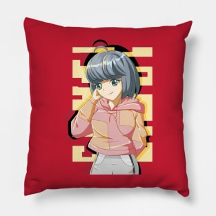 Cute and cool girl with jacket Pillow