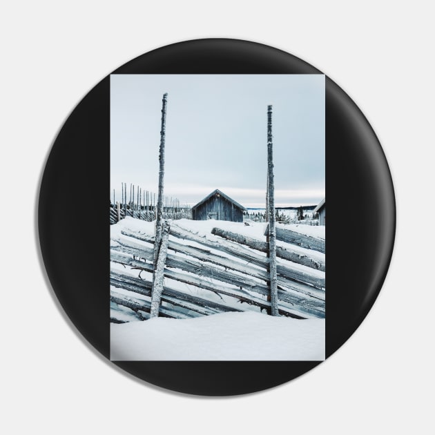 Wooden Fence and Cabin in Beautiful White Norwegian Winter Landscape Pin by visualspectrum