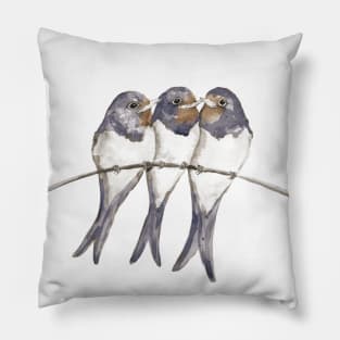 Three young swallows Pillow