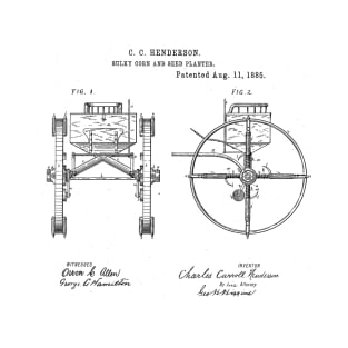 Sulky Corn and Seed Planter Vintage Retro Patent Hand Drawing Funny Novelty Gift T-Shirt