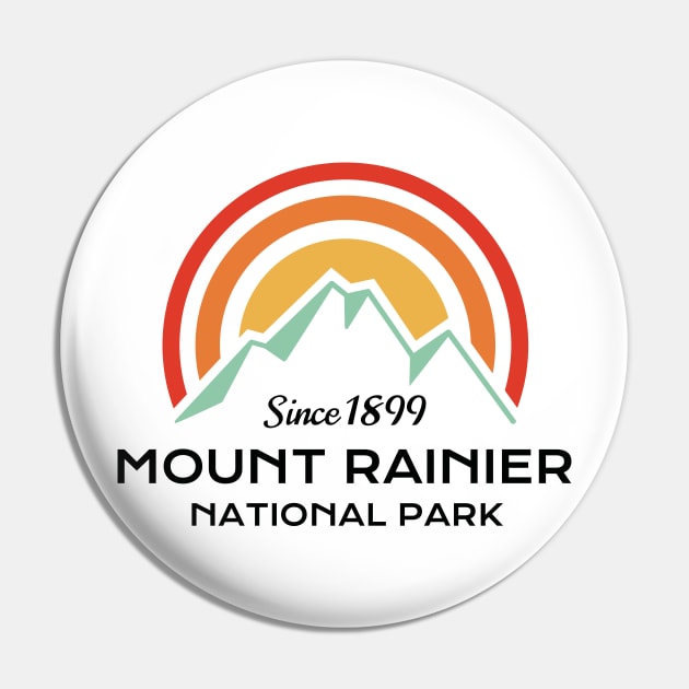 Mount Rainier National Park Retro Sticker Pin by roamfree