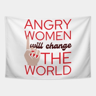 Angry Women Will Change The World Red Nail Polish Design Tapestry