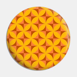 Retro orange yellow geometric pattern Pin
