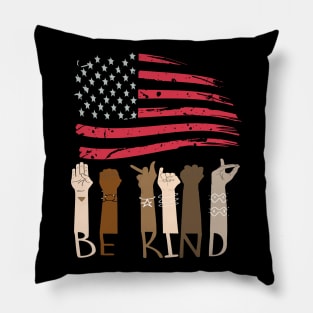 Be Kind 4th of July Patriotic American Flag Pillow