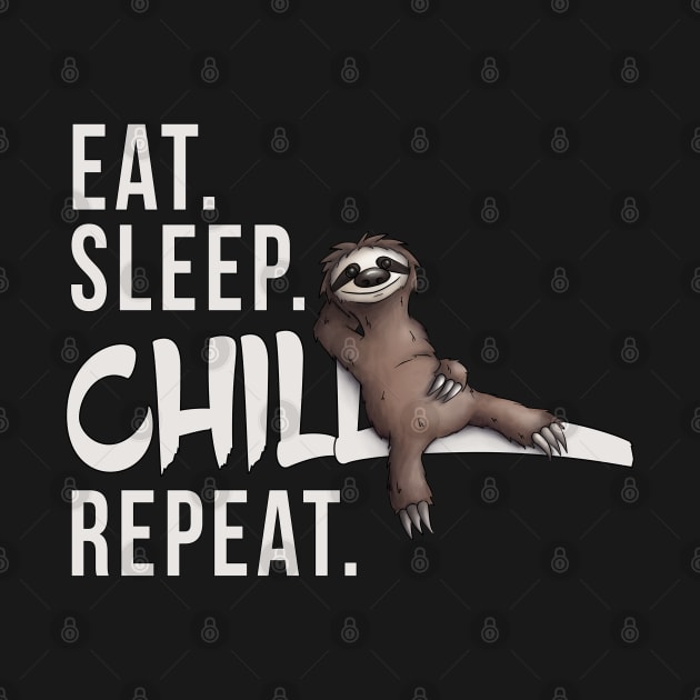 Funky Relaxed Lazy Sloth Eat Sleep Chill Repeat by SkizzenMonster