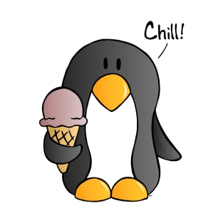 Chill! - Penguin with Chocolate Ice Cream T-Shirt