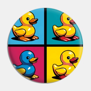 Pop Art Duck Soak: Colorful National Bubble Bath Day Pin