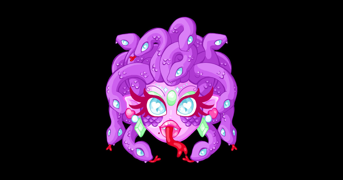 Medusa Kawaii Purple - Medusa - Sticker | TeePublic