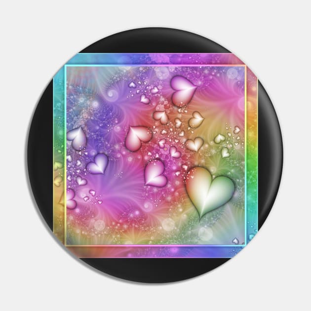 Rainbow Love Fractal Pin by KirstenStar 