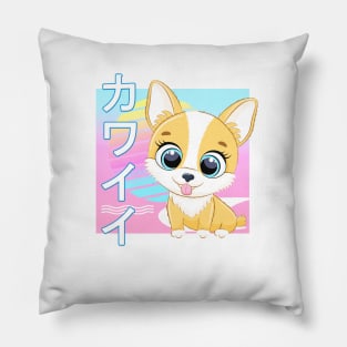 Corgi Dog Kawaii 90s Japanese Retro Pillow