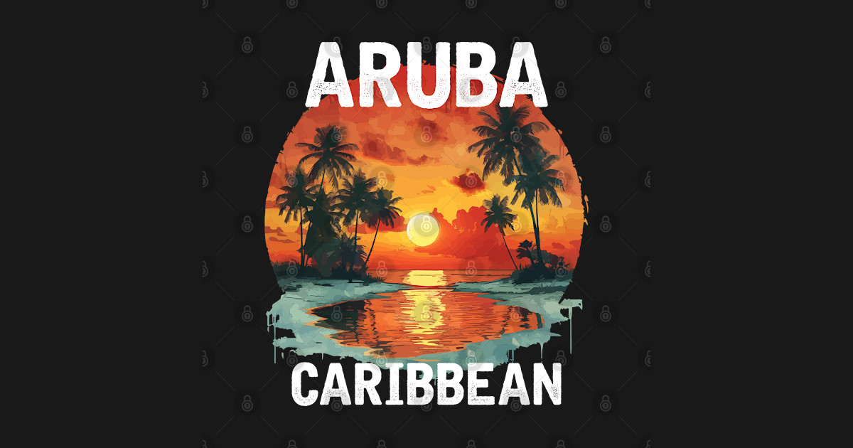 Aruba - Caribbean (with White Lettering) - Aruba Caribbean - T-Shirt ...