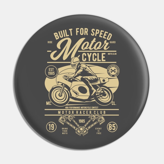 Built For Speed Motorcycle Pin by Wheezing Clothes