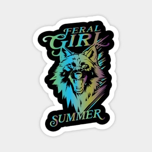 Feral Girl Summer Wolf Magnet