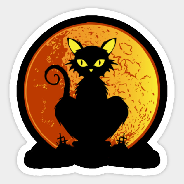 Halloween Cat Shirt Scary Black Cat Moon Gift For Men Women T
