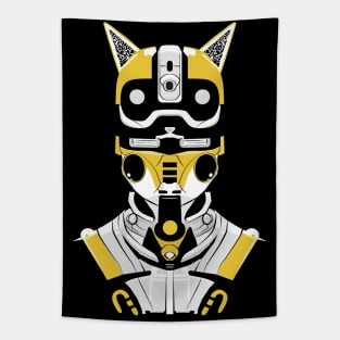 Cyberpunk Cat Samurai Tapestry