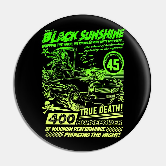 "BLACK SUNSHINE" GREEN LIME Pin by joeyjamesartworx