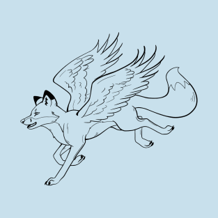 Winged Fox Line Art T-Shirt