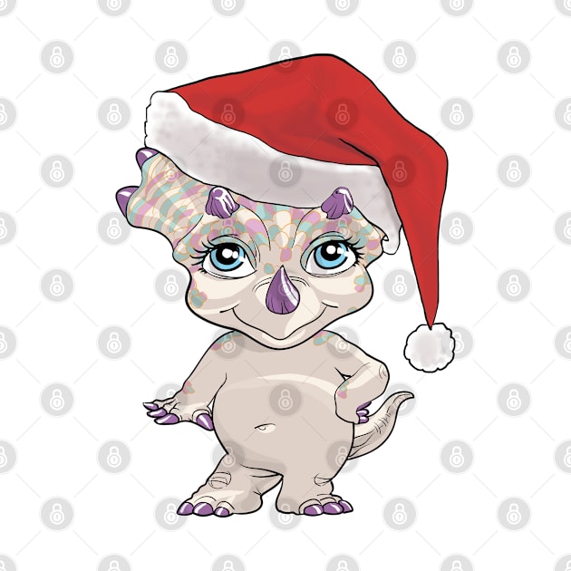 Lil Miss Christmas Triceratops by AyotaIllustration