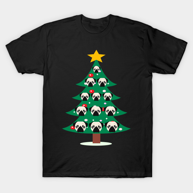 Discover funny pug dog christmas tree gift for girl - Pug Christmas Tree - T-Shirt