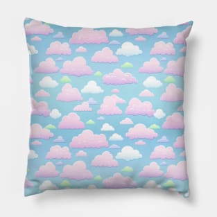 Dreamy Skies: Pastel Cloudscape Pattern Pillow