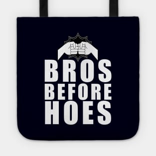 Dynamic 'Bros Before Hoes' Fist Bump Illustration on Black – Solidarity in Style Tote