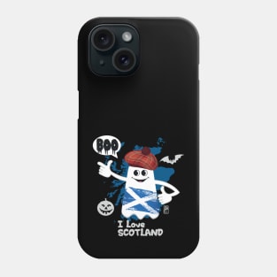 BOO GHOST with Scottish flag "I love Scotland"- cute Halloween Phone Case