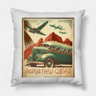 Papua New Guinea Vintage Travel Art Poster Pillow