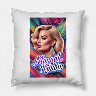 Margot Robbie graphic illustration design by ironpalette Pillow