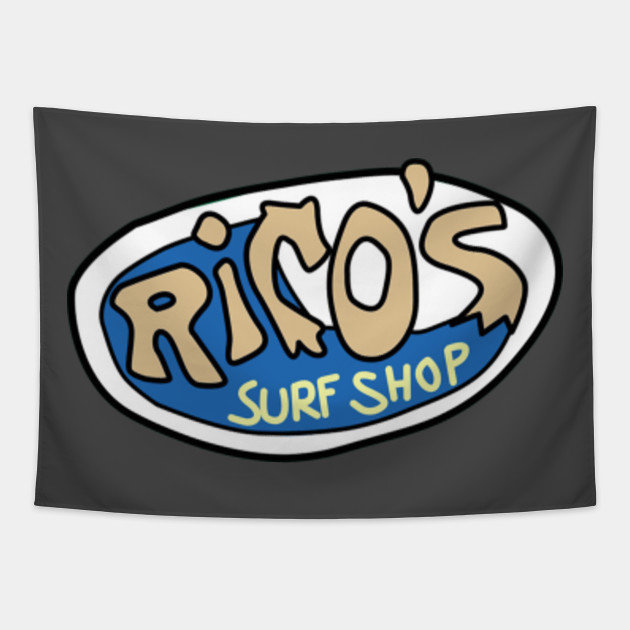 Rico S Surf Shop Logo Ricos Surf Shop Logo Tapestry Teepublic