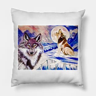 Wolves on ice Pillow