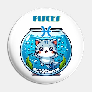 Pisces Zodiac Cat Pin