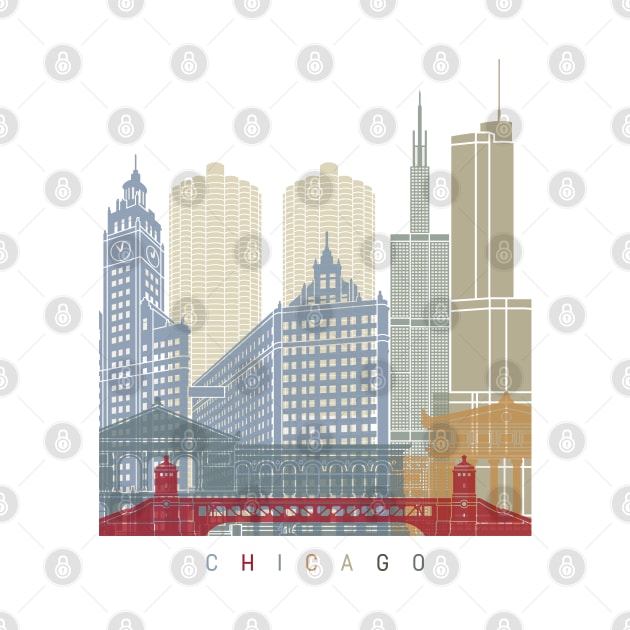 Chicago skyline poster by PaulrommerArt