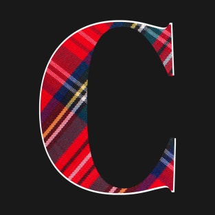 Red Tartan Monogram Letter C T-Shirt