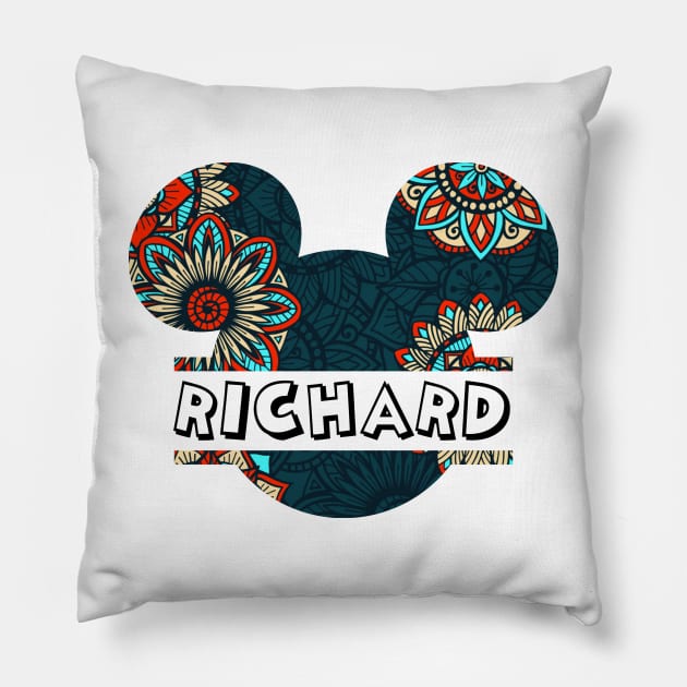 Richard Name With Seamless Pattern Pillow by Maddalena's