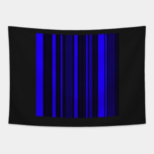 blue and black linear abstract pattern Tapestry