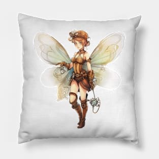 Watercolor Steampunk Fairy Girl #5 Pillow