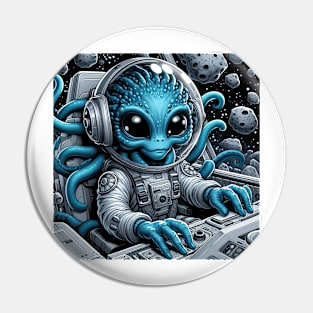 blue extraterrestrial driving his spaceship Pin