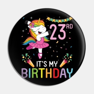 Happy Unicorn Dancing Congratulating 23rd Time It's My Birthday 23 Years Old Born In 1998 Pin