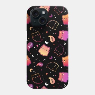 Kawaii neon ghost kittens Halloween pattern Phone Case