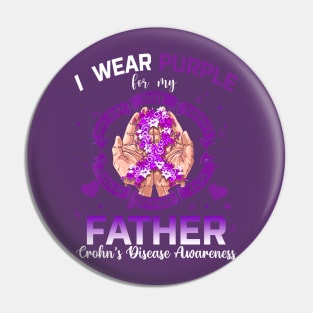 I Wear Purple For My Father Crohn's Disease Awareness Pin