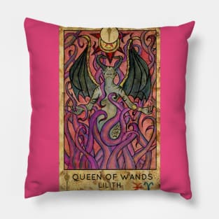 Queen Of Wands. Minor Arcana Tarot Card. Pillow